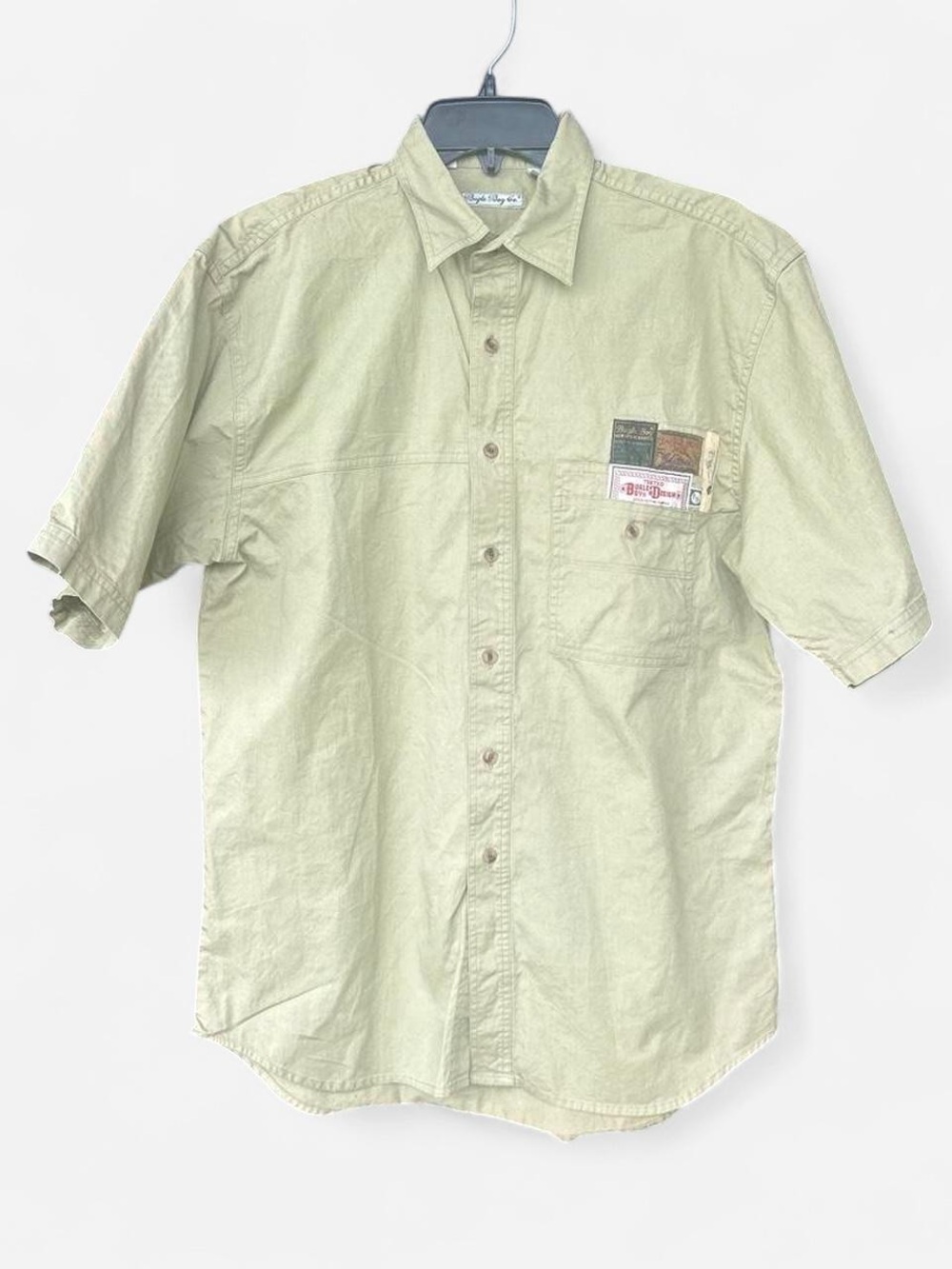 Rare Vintage Bugle Boy Casual Short-Sleeve Button-Up Shirt in Light Sage